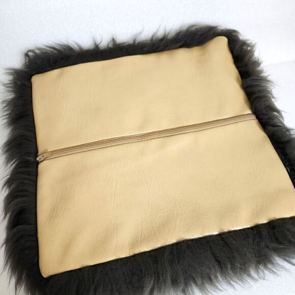 G.L. BOWRON & CO.  Country Life Spring Lamb Skin Vintage Gray Zip Pillow Cover - Picture 5 of 5